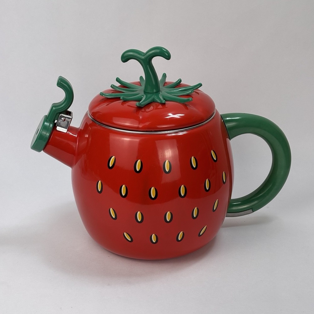 Kamenstein Strawberry Tea Kettle Enamel Teapot Rare VTG Made In Taiwan